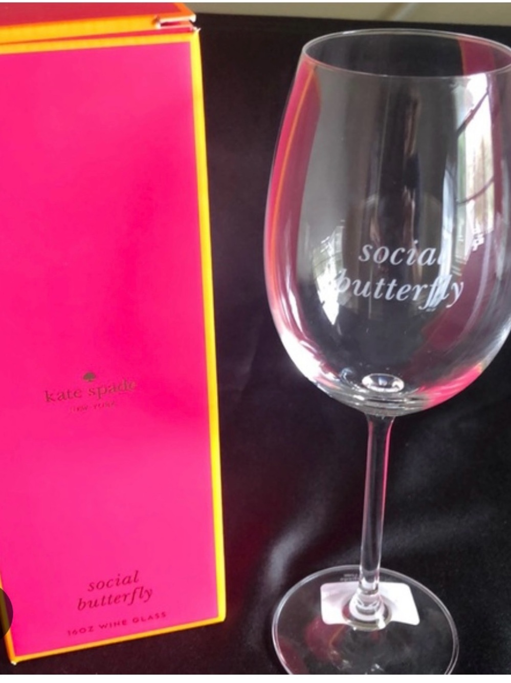 NWT—kate spade 'social butterfly' Wine Glass - Pink Box